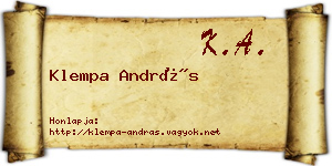 Klempa András névjegykártya
